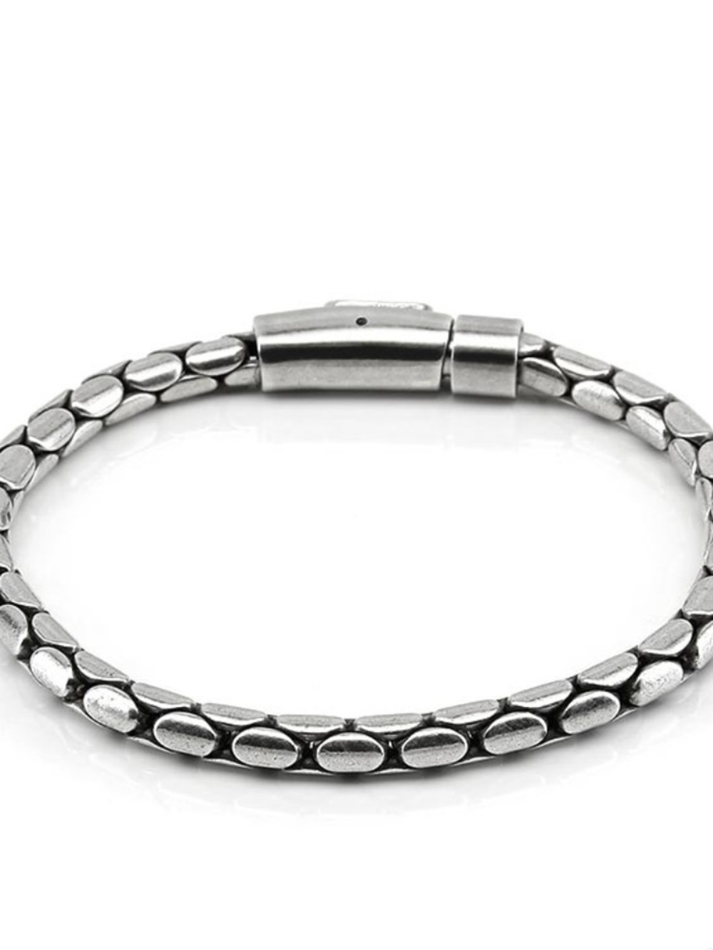 Unisex Vintage Stainless Steel Snake Scale Chain Bracelet 8in